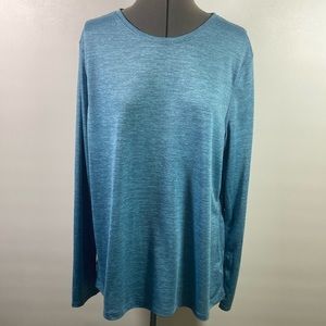 Athletic Works Tee Shirt Women Size XxL(20) Blue  Long Sleeve 100% polyester